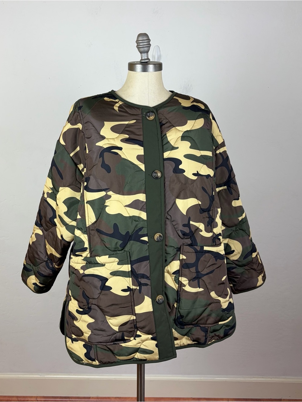 ACOA Camo Puff Snap Button Jacket